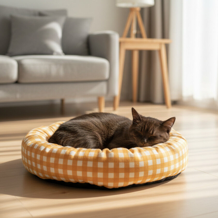 Leeby Cama Donut Vichy Naranja para gatos, , large Imagen numero 1