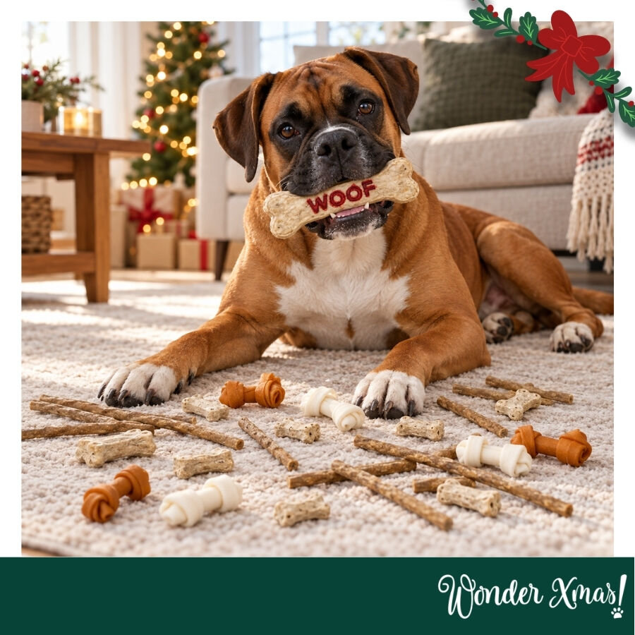 1 pack x 39 uds. Wonder Christmas Caja Regalo Cuero Prensado Snacks para perros, , large Imagen numero 2