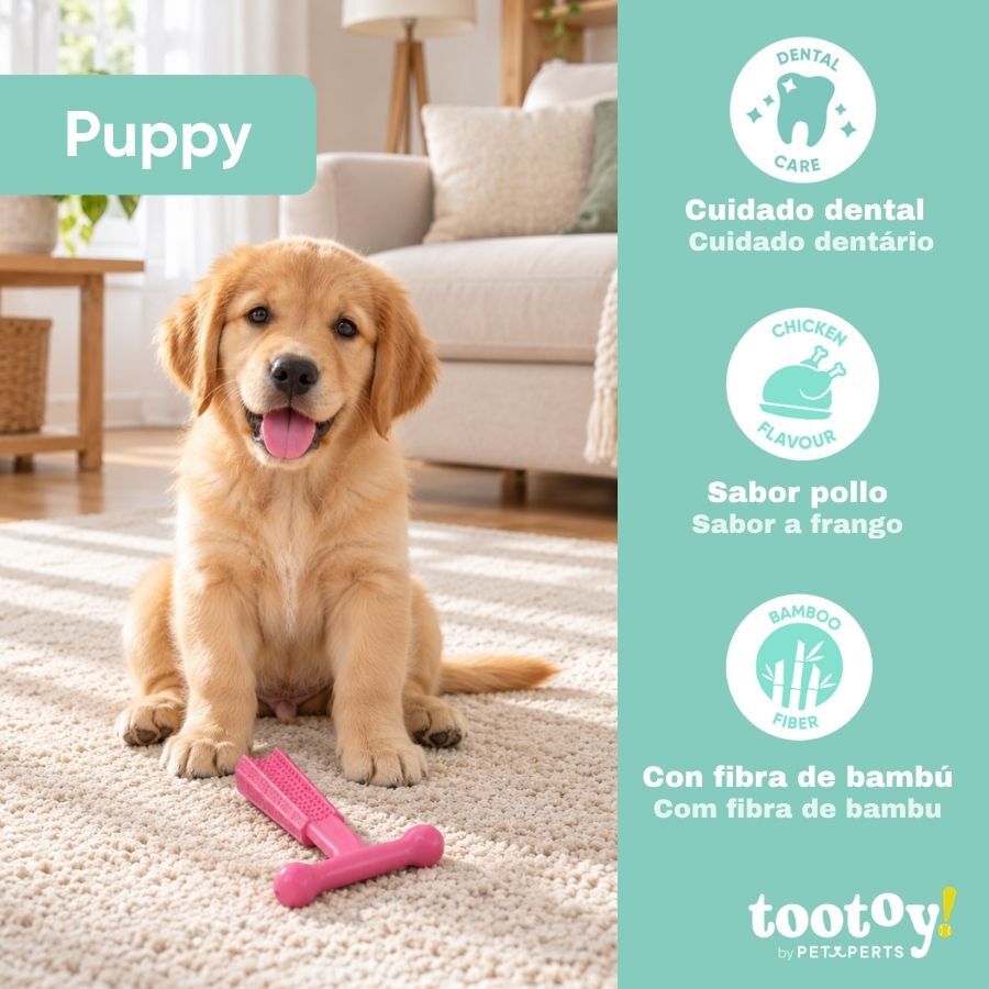 Tootoy! Puppy Hueso Martillo Rosa Juguete para perros, , large Imagen numero 4