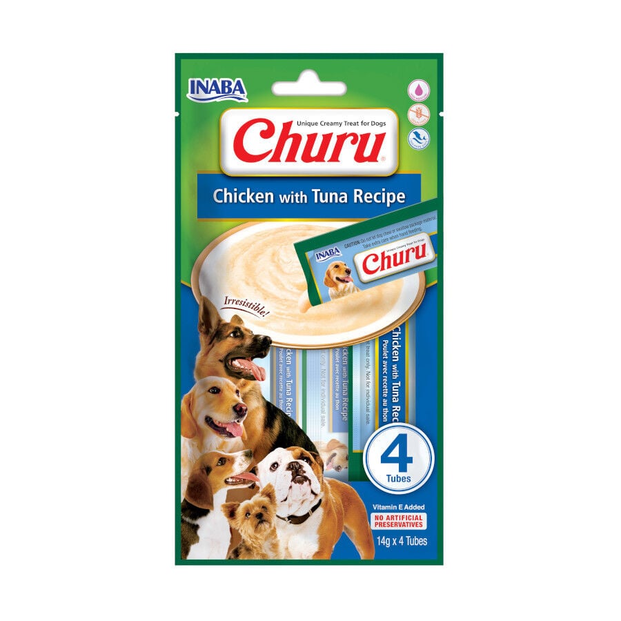 4 sobres x 14 g Churu Snack Cremoso Receta de Pollo con At&uacute;n para perros, , large Imagen numero 1