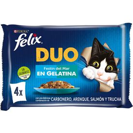 Felix Fantastic Duo Pescado en Gelatina sobre para gatos