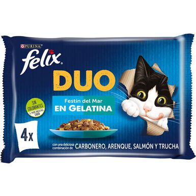 Felix Fantastic Duo Pescado en Gelatina sobre para gatos
