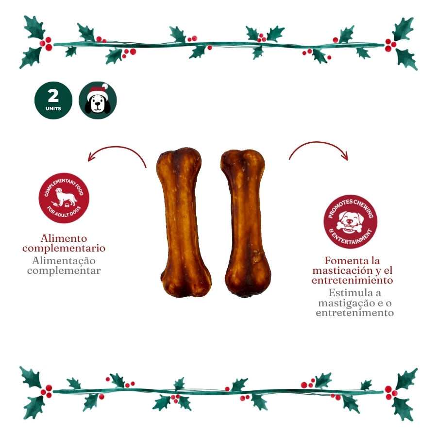 1 pack x 2 uds. Wonder Christmas D&uacute;o Huesos Piel Prensada Snacks para perros, , large Imagen numero 3