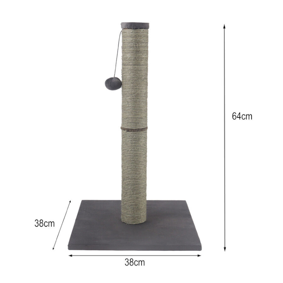 Leeby Gaston rascador de sisal gris con juguete para gatos thumbnail