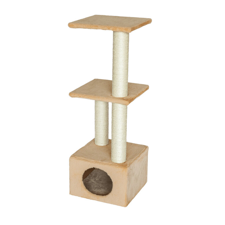 Leeby Colette DoubPost torre rascador con cama nido beige para gatos,  Imagen numero 1 Leeby Colette DoubPost torre rascador con cama nido beige para gatos, , large Imagen numero 1