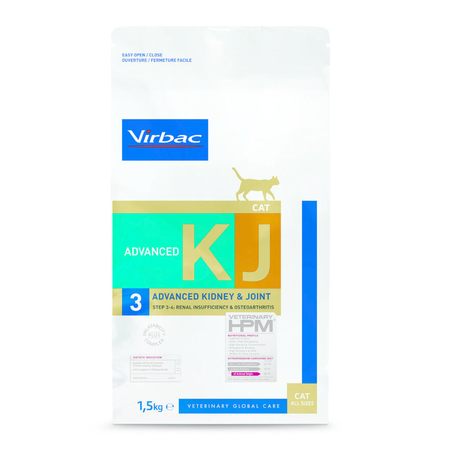 Virbac HPM KJ3 Advanced Kidney & Joint Renal Pienso para gatos
