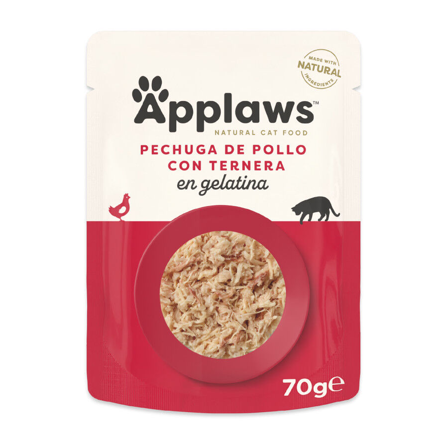 70 g Applaws Pollo y Ternera en gelatina sobre para gatos, , large Imagen numero 1