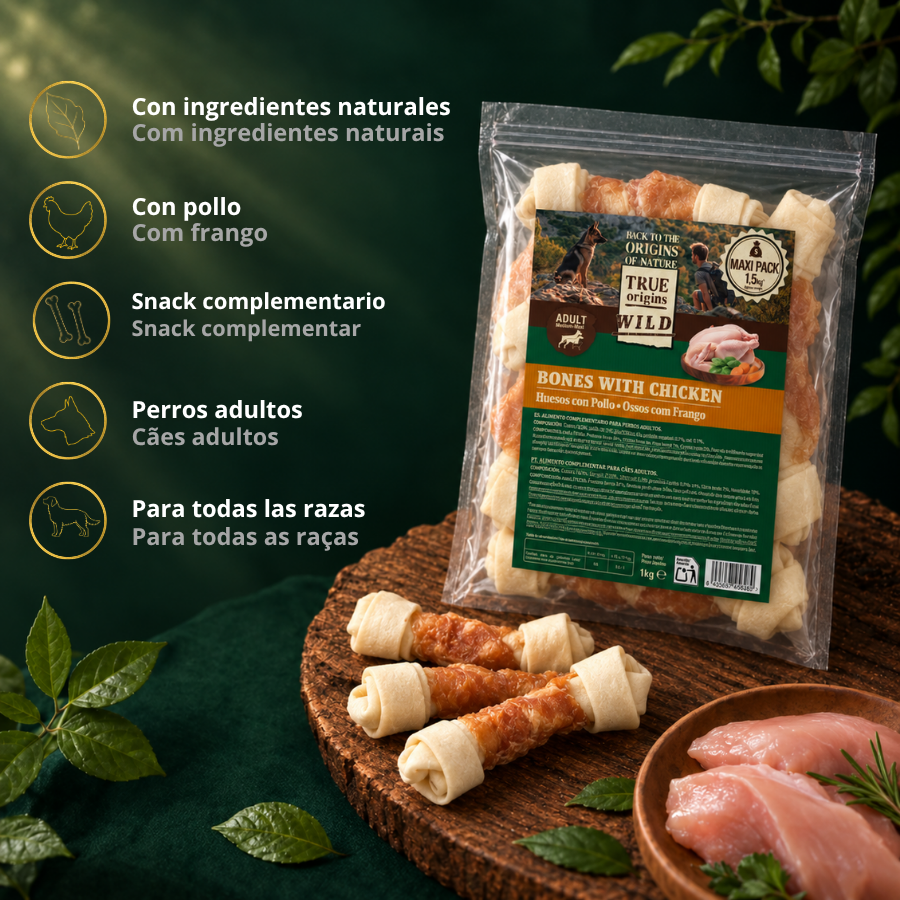 1.5 kg True Origins Wild Huesos con Pollo Snack para perros, , large Imagen numero 3