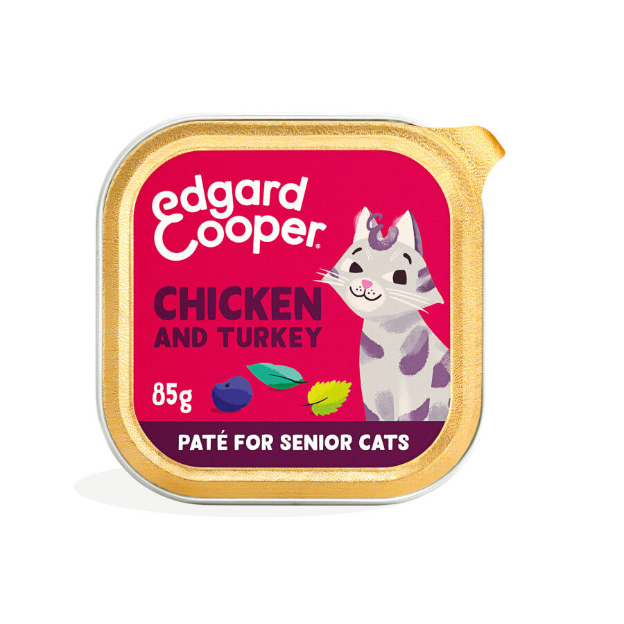 Edgard &amp; Cooper Pollo y Pavo en Paté tarrina para gatos sénior thumbnail