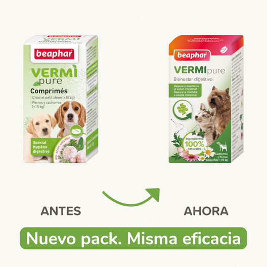 Beaphar VERMIpure Repelente Interno Natural en comprimidos para perros pequeños y cachorros, , large image number null