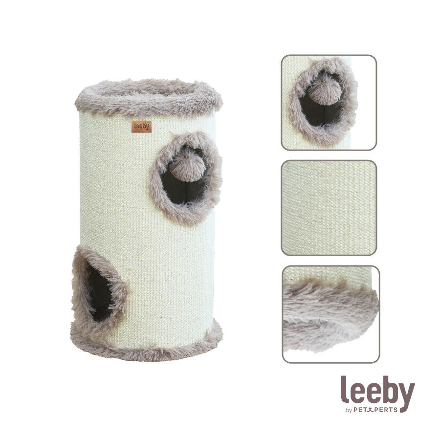 Leeby Bruno barril rascador con cama nido y juguete para gatos thumbnail