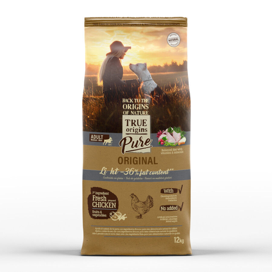 True Origins Pure Adult Medium Maxi Light pienso para perros