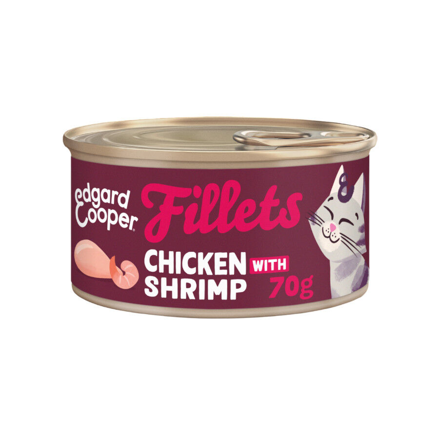 70 g Edgard & Cooper Filetes de Pollo y Gambas Lata para gatos, , large Imagen numero 1