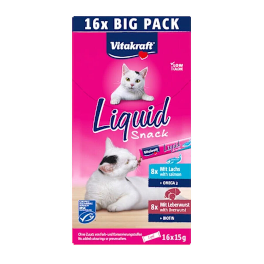 Vitakraft Liquid Snack Salmón y Paté para gatos