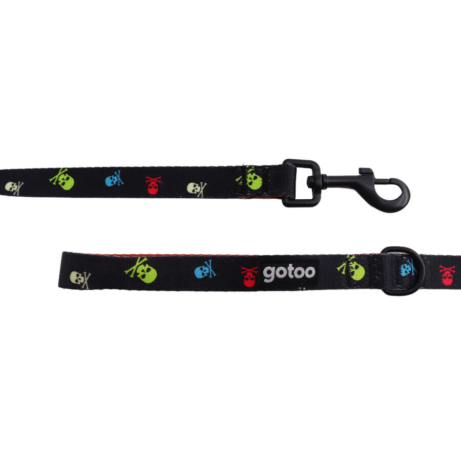 Gotoo Correa estampada calavera negro para perros, , large Imagen numero 3