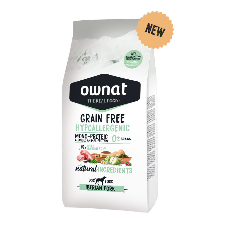 12 kg Ownat Grain Free Hypoallergenic Cerdo pienso para perros, , large Imagen numero 1