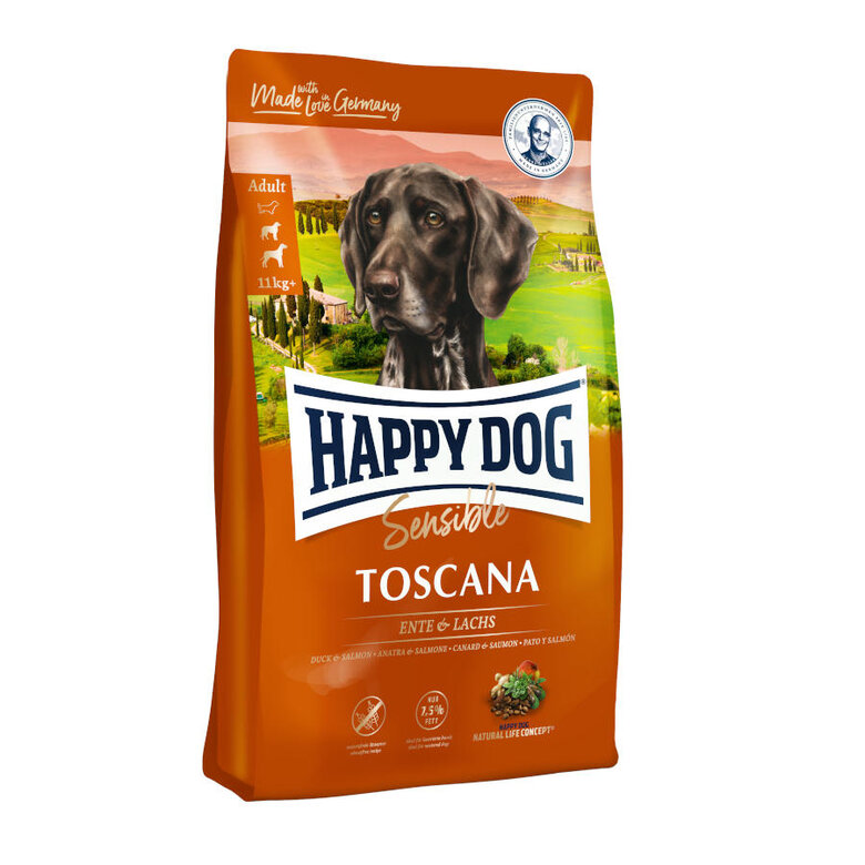 Happy Dog Adult Sensible Toscana Pato y Salmón pienso , , large image number null