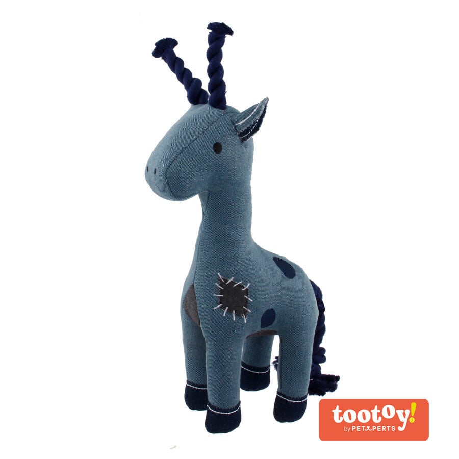Tootoy! Comfort Denim Giraffe peluche con sonido y cuerda para perros, , large Imagen numero 1