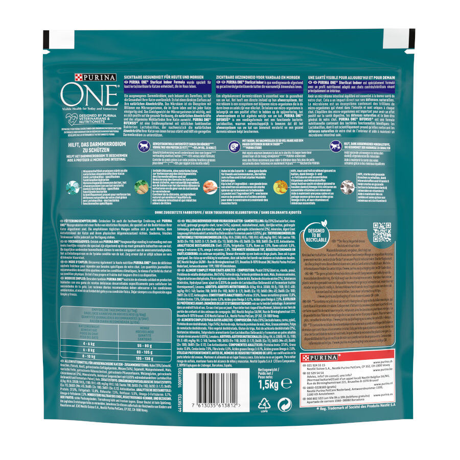 1.5 kg Purina One Adult Bifensis Esterilizado Pollo pienso para gatos, , large Imagen numero 4