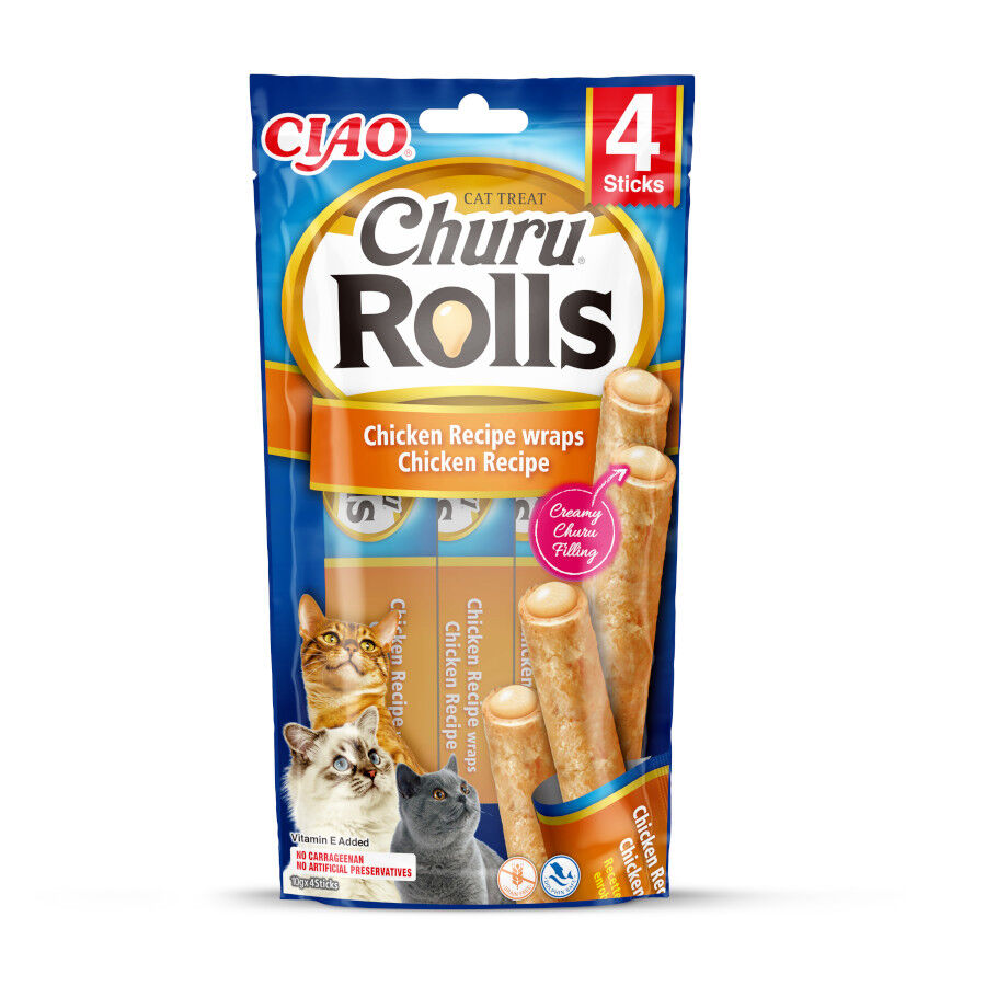 4 sobres x 10 g Churu Sticks Rolls de Pollo para gatos, , large Imagen numero 1