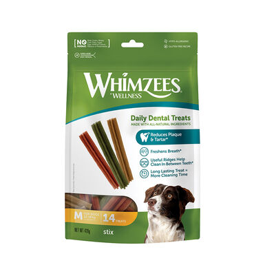 Whimzees Snacks Dentales Stix para perros de razas medianas