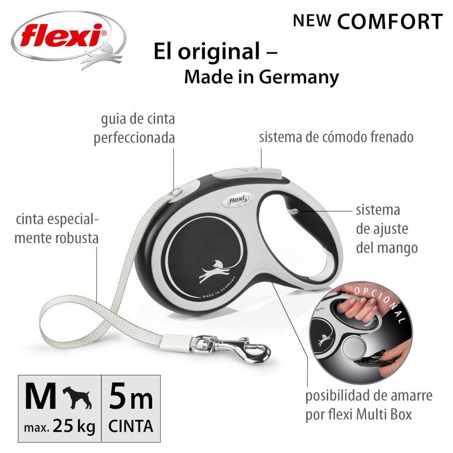 Flexi New Comfort Correa Extensible Gris para perros, , large Imagen numero 2