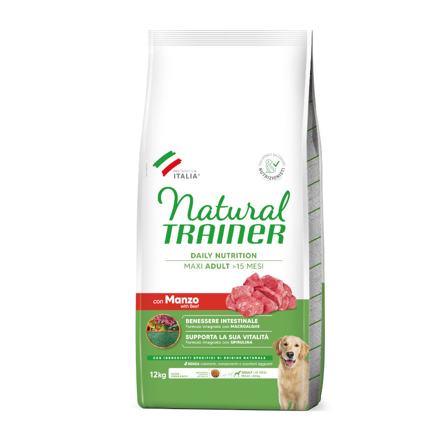 12 kg Natural Trainer Adult Maxi Buey y Arroz pienso para perros, , large Imagen numero 1