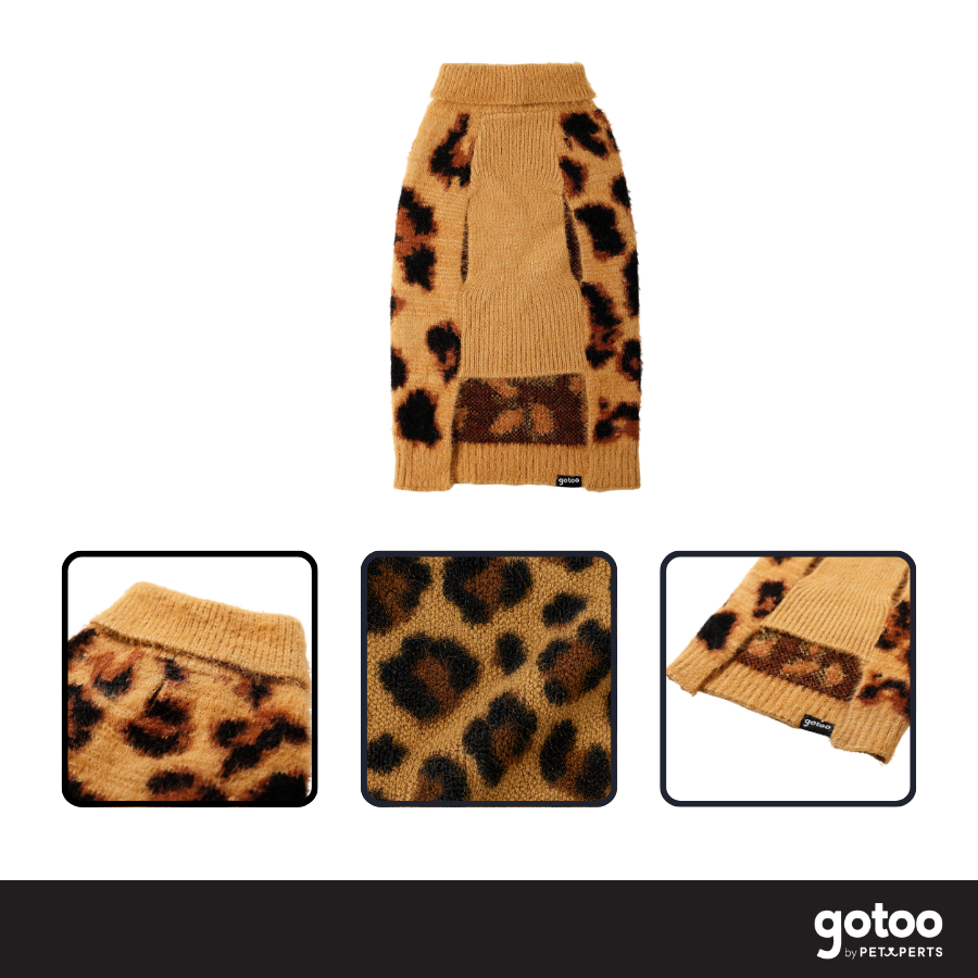Gotoo Jersey Punto Estampado Leopardo para perros, , large Imagen numero 3