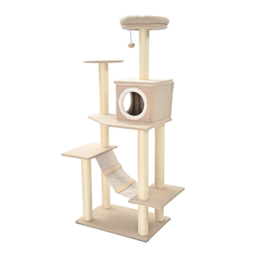 Leeby Boucle Collection &Aacute;rbol rascador con cama nido y puente para gatos, , large Imagen numero 1