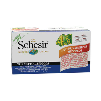 Schesir Filetes de Atún con Lubina en Gelatina lata para perros
