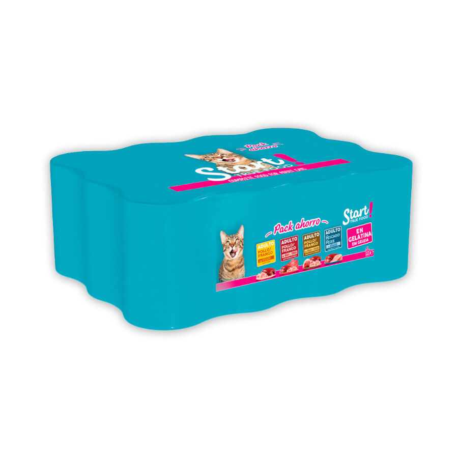 12 latas x 400 g Start Multipack de Carne y Pescado en Gelatina para Gatos, , large Imagen numero 1