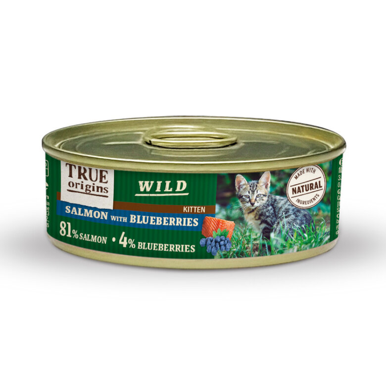 85 g True Origins Wild Kitten Salmón y Arándanos lata para gatitos,  Imagen numero 1 85 g True Origins Wild Kitten Salmón y Arándanos lata para gatitos, , large Imagen numero 1
