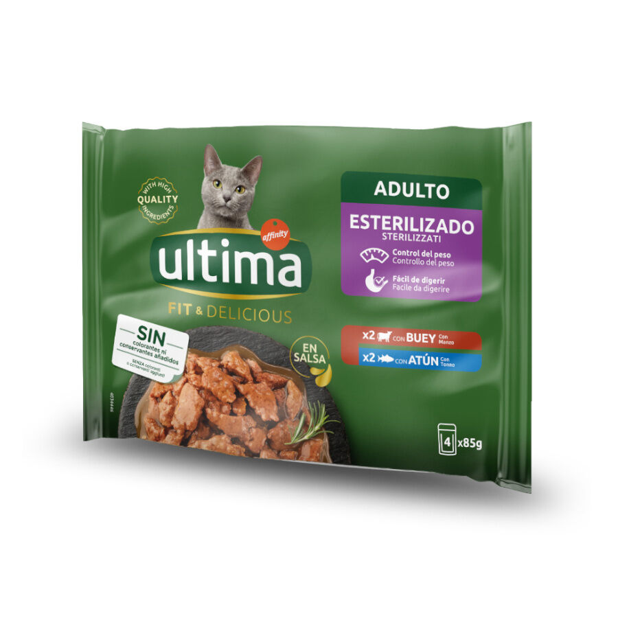 4 sobres x 85 g Affinity Ultima Fit & Delicious Buey y At&uacute;n Sobre en salsa para gatos, , large Imagen numero 1