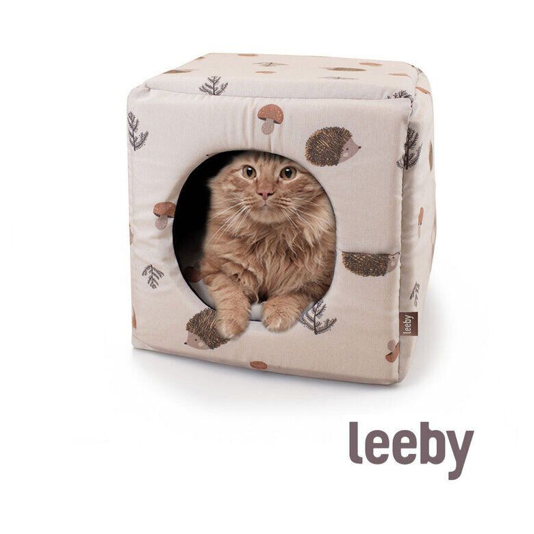 Leeby Cama Cueva Estampado de Erizos para gatos thumbnail