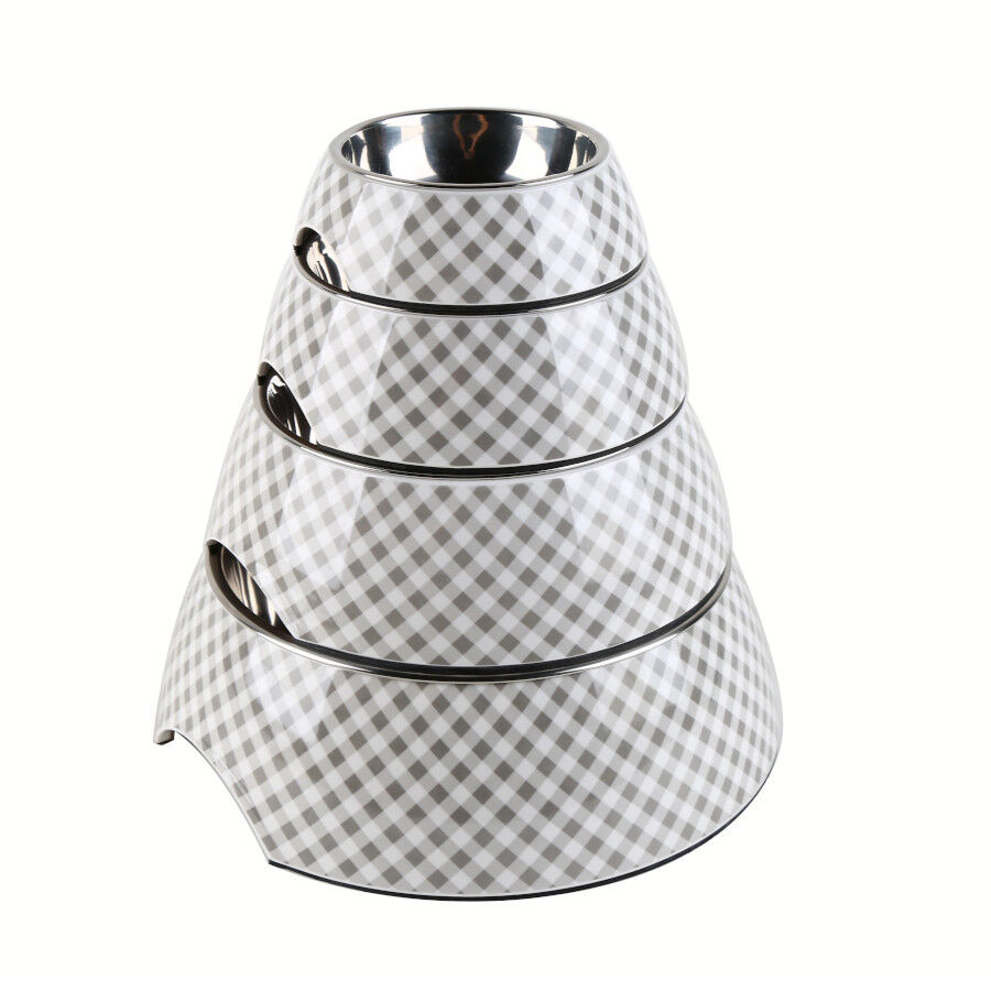 Leeby comedero acero inoxidable vichy para perros thumbnail