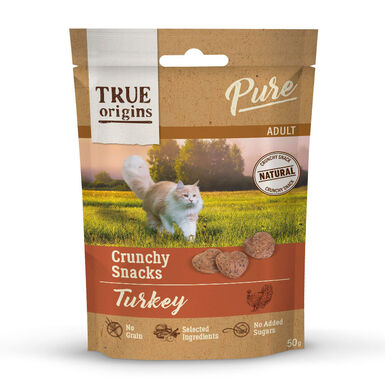 True Origins Pure Bocaditos Adult Crunchy de Pavo para gatos