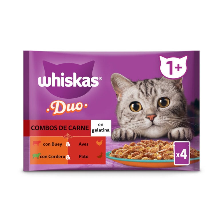 4 sobres x 85 g Whiskas Duo Combos de Carne Sobre en gelatina para gatos,  Imagen numero 1 4 sobres x 85 g Whiskas Duo Combos de Carne Sobre en gelatina para gatos, , large Imagen numero 1