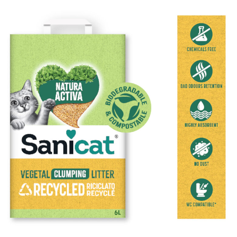 10 L Sanicat Natura Activa Recycled Arena para gatos,  Imagen numero 3 10 L Sanicat Natura Activa Recycled Arena para gatos, , large Imagen numero 3