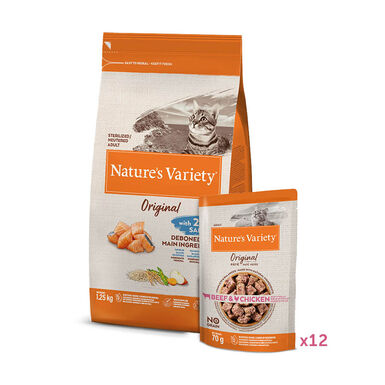 Pack Comida Gatos Esterilizados Healthy Grains Salmón Nature's Variety