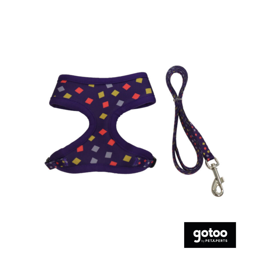 Gotoo Correa y arn&eacute;s estampado geometrico para gatos , , large Imagen numero 2