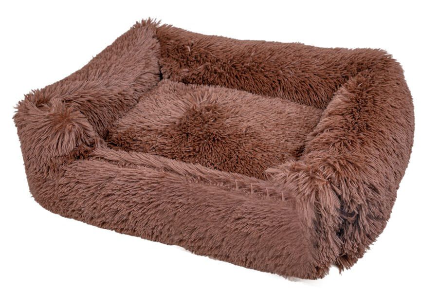 Leeby Cama Suave Antiestrés de Pelo Marrón para perros thumbnail