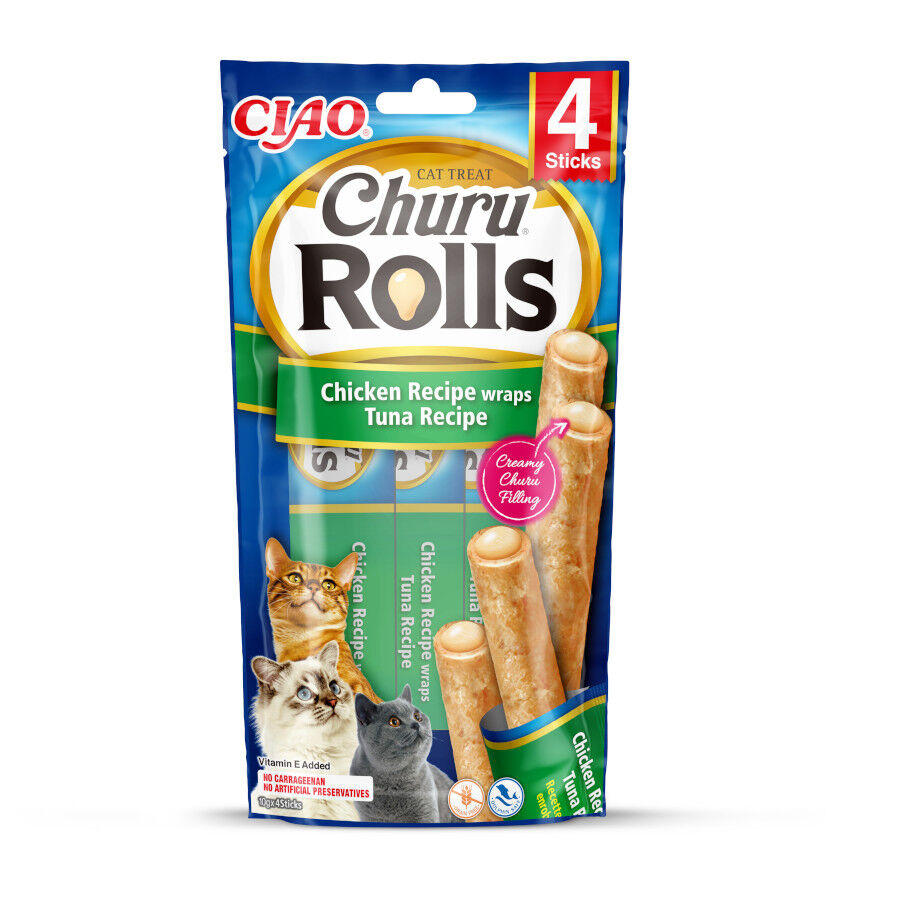 4 sobres x 10 g Churu Sticks Rolls de At&uacute;n para gatos, , large Imagen numero 1