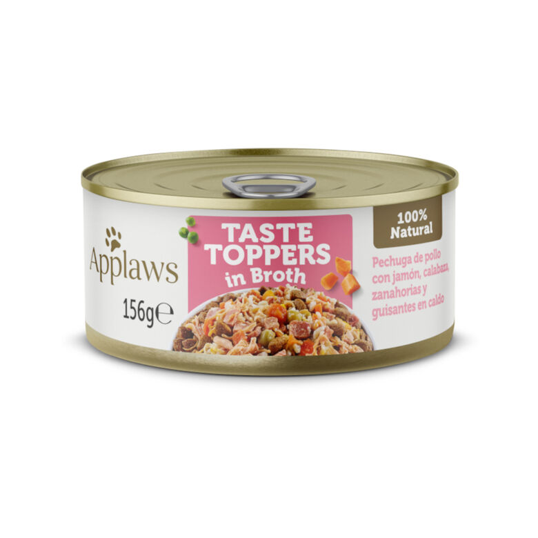 Applaws Taste Toppers Pollo con Jamón y Vegetales en Caldo lata para perros thumbnail