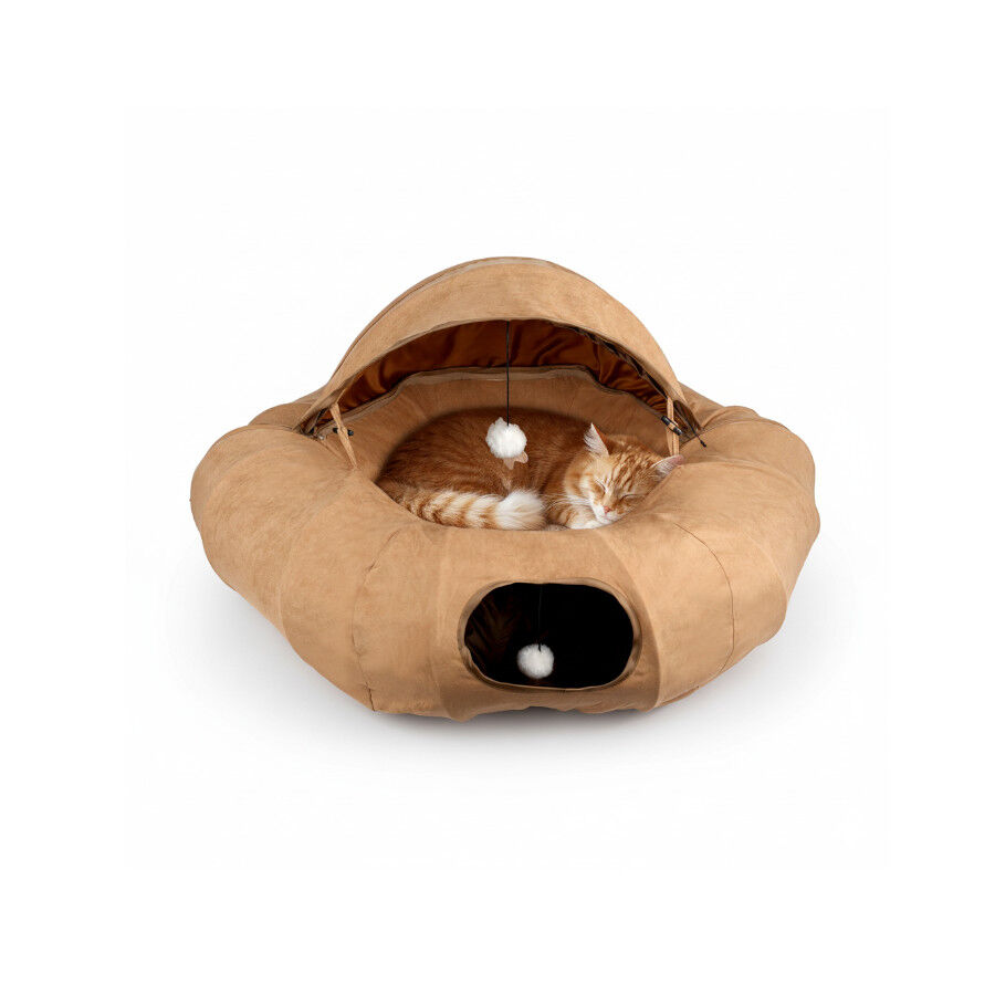 All For Paws Lamb Cat T&uacute;nel Dona Marr&oacute;n Bronceado para gatos, , large Imagen numero 1