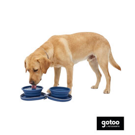 Gotoo Comedero Port&aacute;til Doble de Silicona Azul para perros