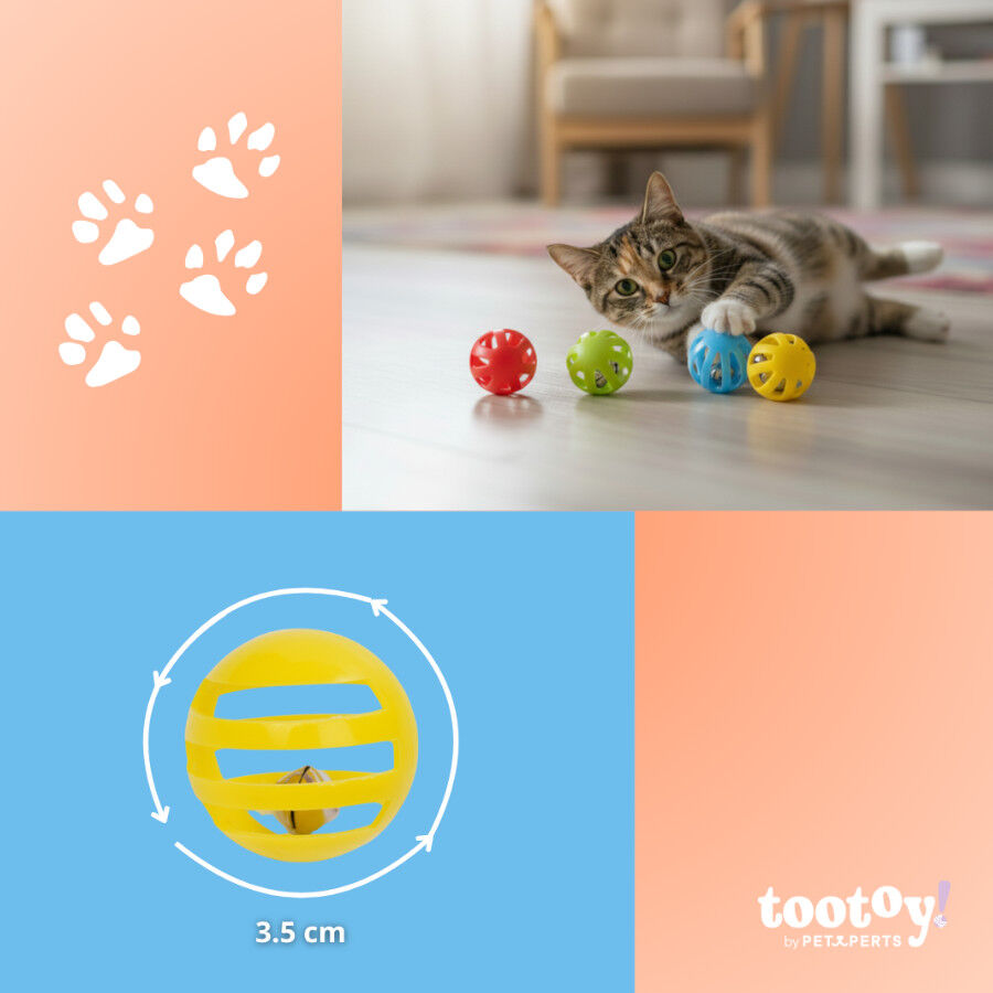 Tootoy! Pelota con Cascabel Colores Variados para gatos, , large Imagen numero 6