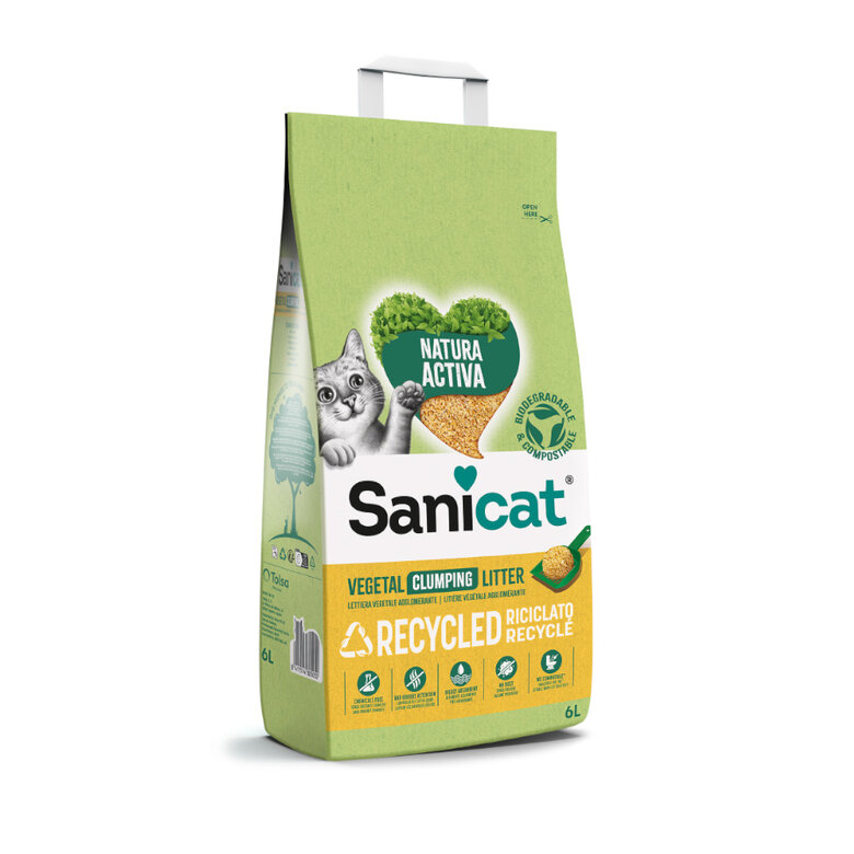 10 L Sanicat Natura Activa Recycled Arena para gatos,  Imagen numero 1 10 L Sanicat Natura Activa Recycled Arena para gatos, , large Imagen numero 1