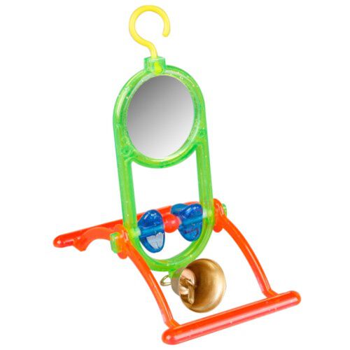 Flamingo Juguete Espejo con percha y campana para pájaros
