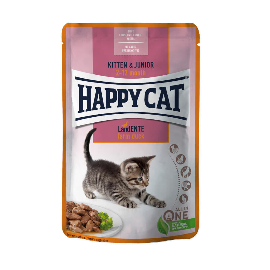 85 g Happy Cat Kitten&Junior Pato en salsa sobre, , large Imagen numero 1