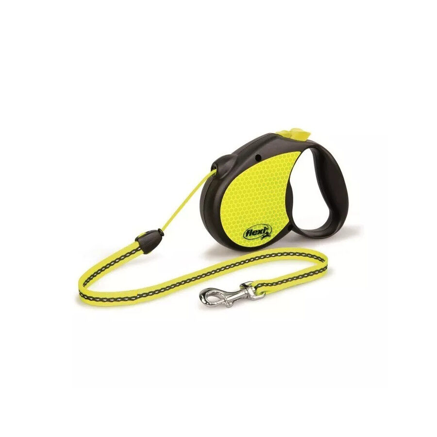 Flexi Neon Reflect Correa de Cordón Extensible Amarilla para perros